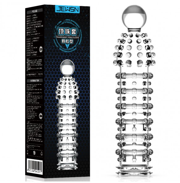 JEUSN - Crystal Penis Sleeve Dotted Type (L:16.5cm - D:4.1cm)